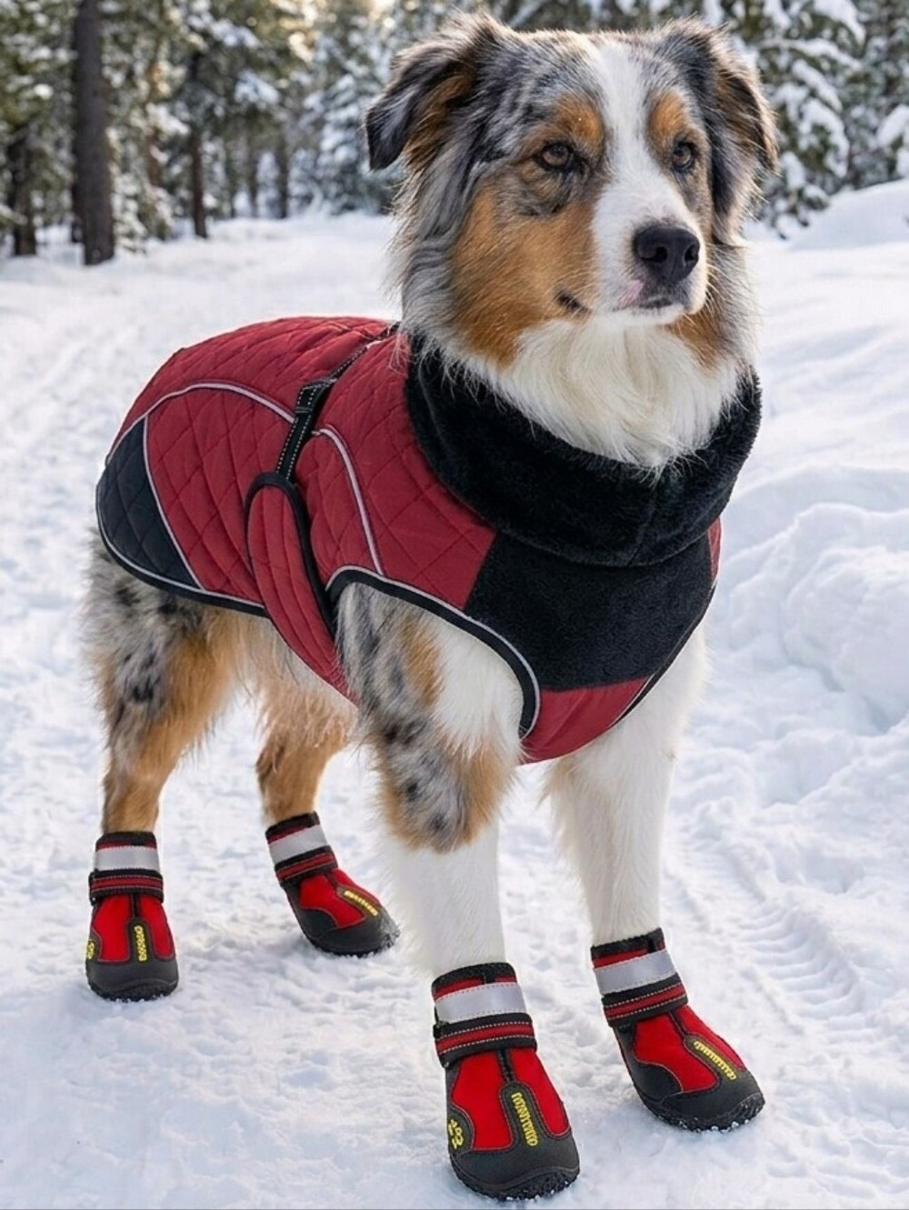 Qumy Pets Brand New Red/Black Reflective Performance Dog Shoes Size 4 (31-40lbs)